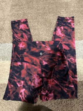 lululemon athletica Black and Pink Abstract Print Leggings